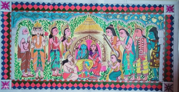 Ram Darbar - Madhubani Painting ( 6 x 2 feet)