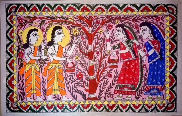 Ram Janaki Milan, Madhubani Painting ( 4 x 2 feet)