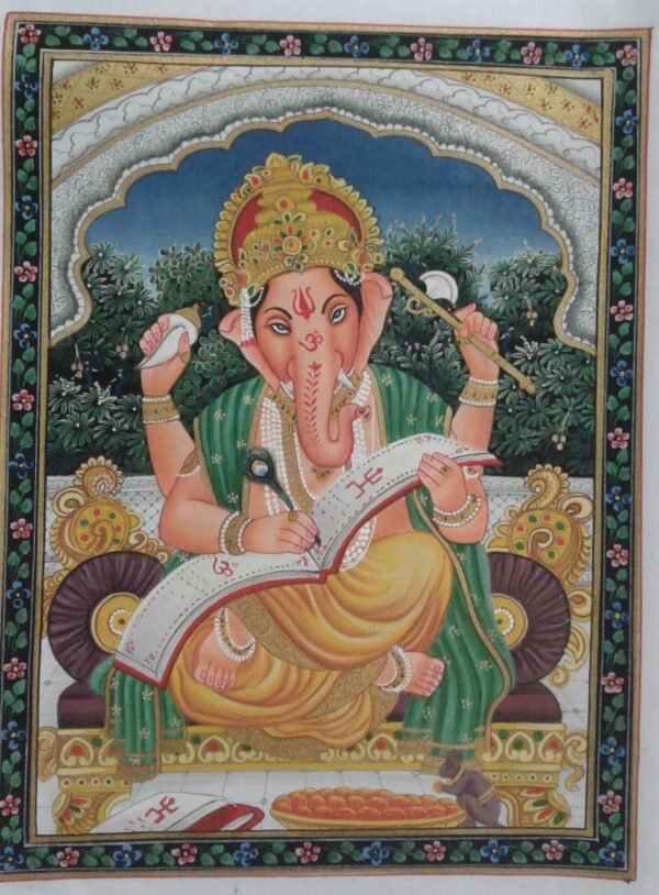 Lord Ganesha (7), Rajasthani Painting (11 x 14 inches)