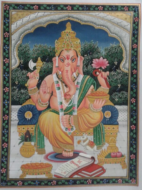 Lord Ganesha (6), Rajasthani Painting (11 x 14 inches)