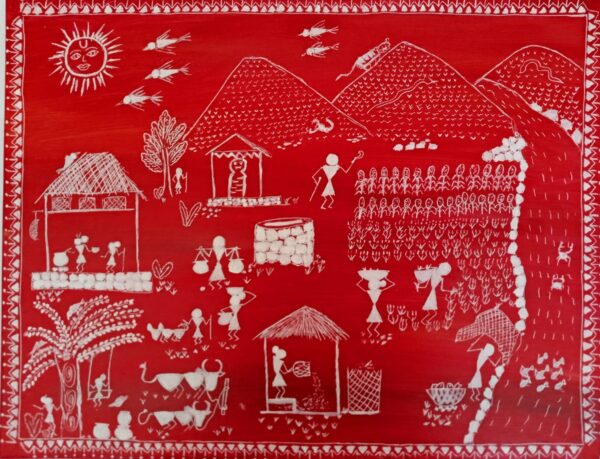 Daily Life of Warli, Warli Painting (A3)