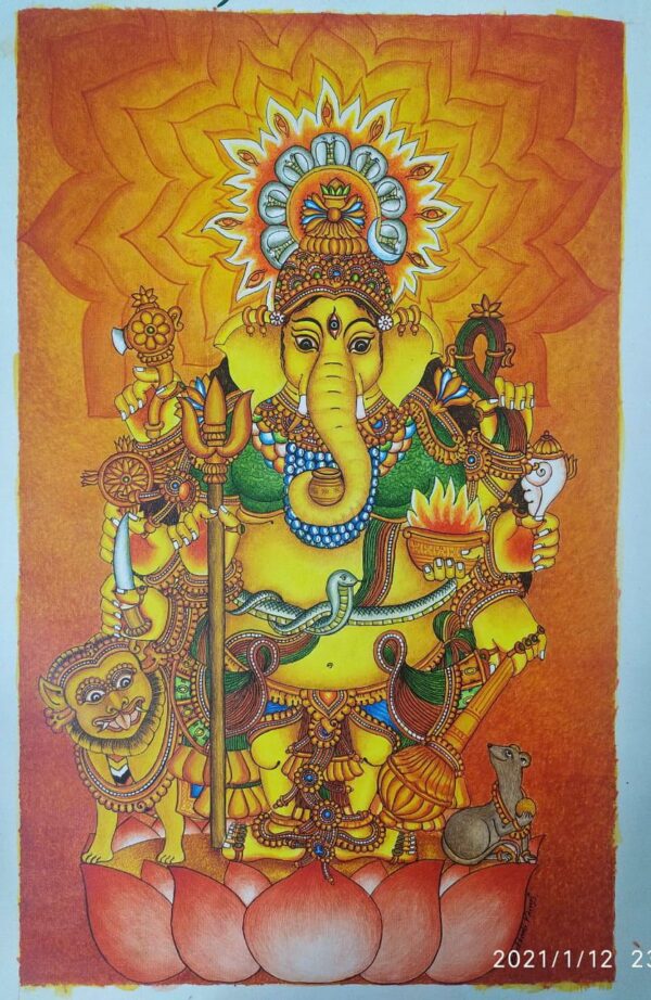 Drishti Vinayaka - Kerala Mural (18" x 30")