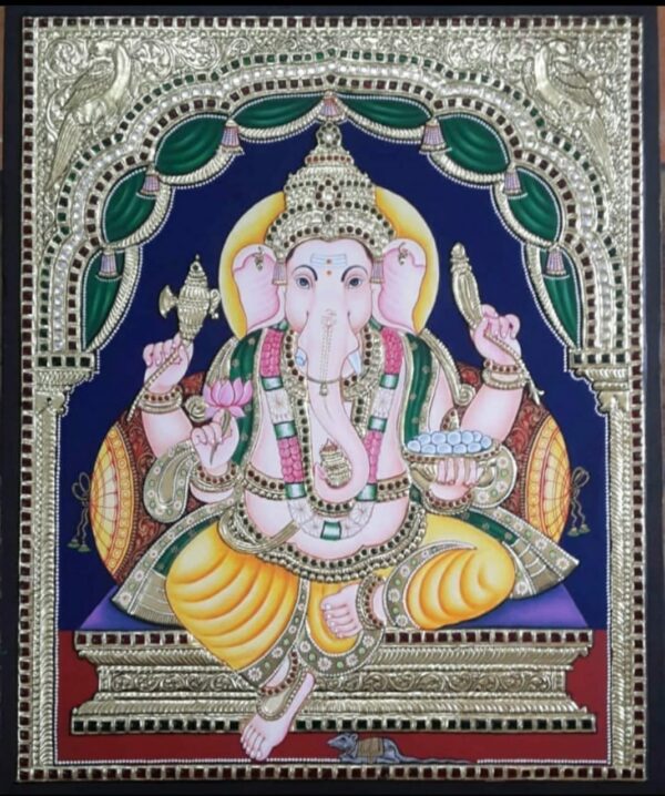 Lord Ganesha #1, Tanjore Painting (20"x16")