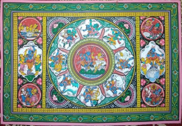 Krishna Rasa Lila#5 - Pattachitra Painting (19"x13")