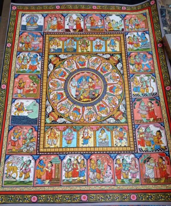 Krishna Rasa Lila #1 - Pattachitra Painting ( 24"x20")