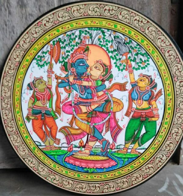 Radha Krushna jugal Rasa, Pattachitra Painting (20"x20")