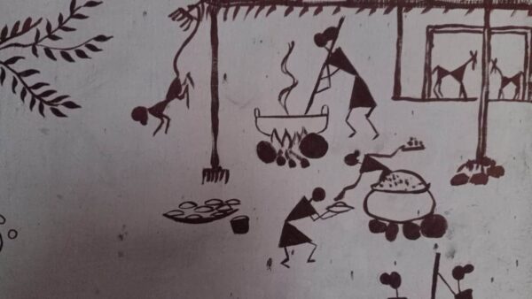 Cooking Time, Original Warli Wall Painting [Digital Image]