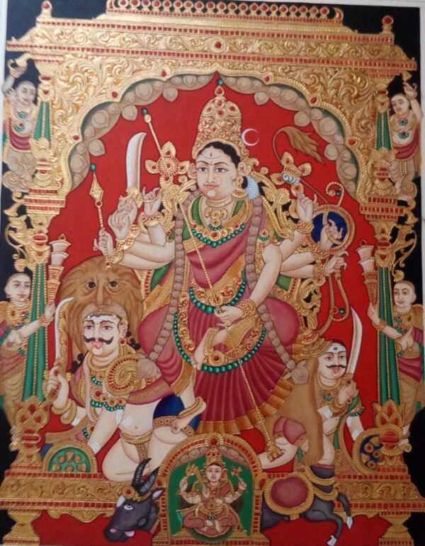 Chamundeshwari - Goddess, Mysore Painting (30"x24")