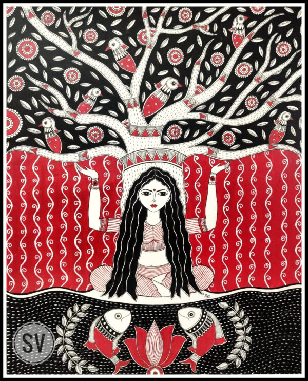 Gaia-Mother Earth- a Madhubani painting-30X42cms