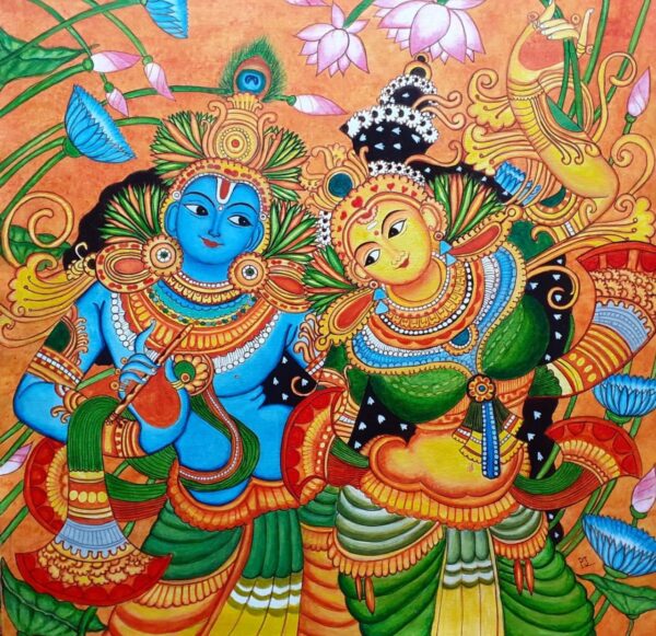 Radha Krishna #1 - Kerala Mural (32 x 36 cms)