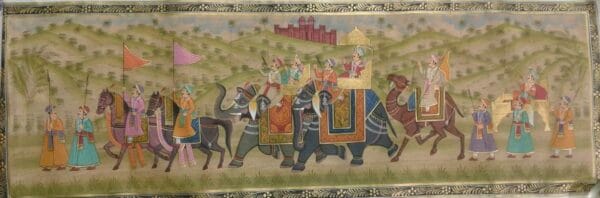 Rajasthani Royal Procession #2 - Rajasthani painting (10 x 30 inch)