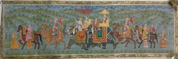 Rajasthani Royal Procession #1 - Rajasthani painting (10 x 30 inch)