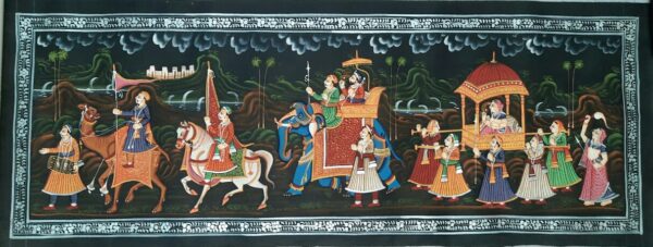 Rajasthani Royal Wedding Procession (96 x 34 cms)