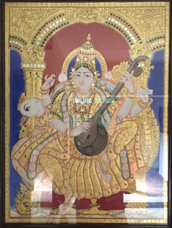 Saraswati #2, Tanjore Painting (30"x24")