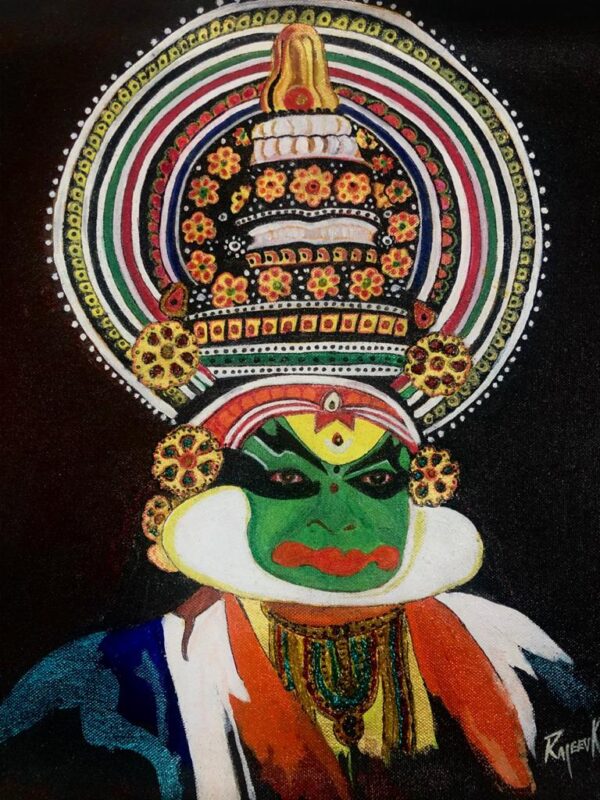 Kathakali #3, Indian Classical Folk Dance, (15 x 16 inches) - Acrylic on Canvas (Copy)