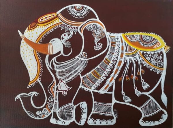 Ajantha Elephant - Ajantha art form (24" x 18")