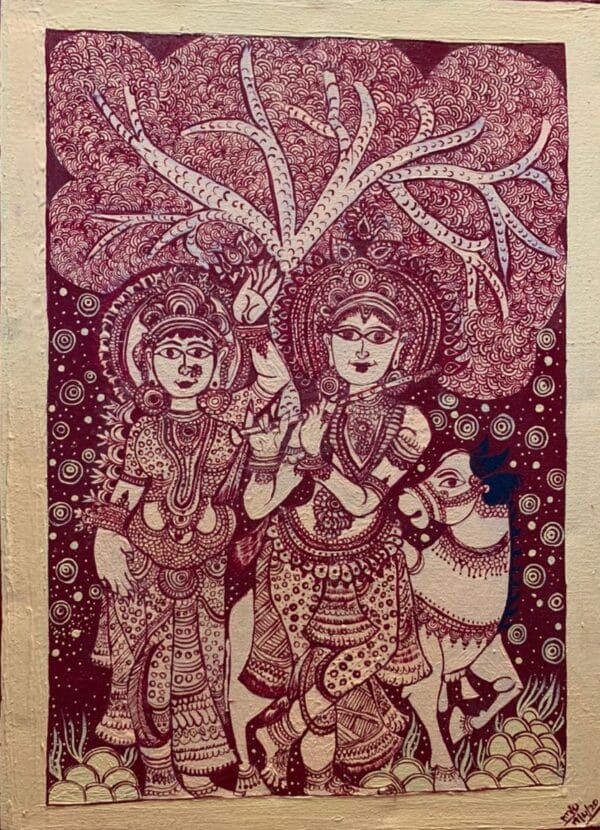 Radha Krishna, Kalamkari Painting ( 42cm x 60cm)