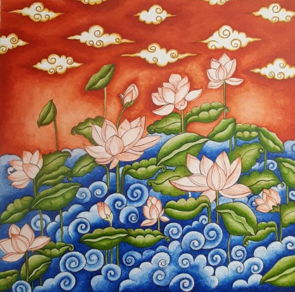 The Pond #1 - Kerala Mural (22" x 21")