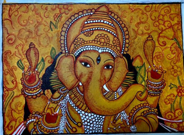 Ganapathi - Kerala Mural (18 x 12 inches)