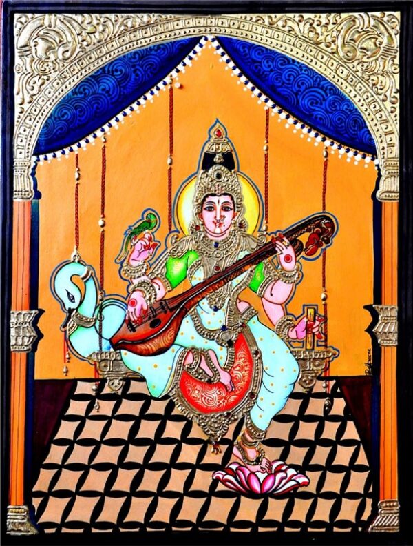 Saraswati - Traditional Painting (16"x20")