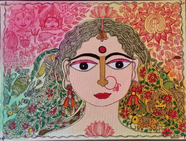 Van Devi - Madhubani Art (16" x 12")