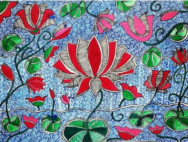 Kamal Daah - Madhubani (11" x 8")