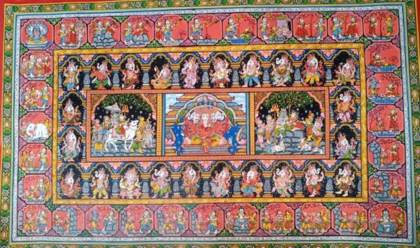 Panchmukhi Ganesh - Pattachitra (60" x 36")