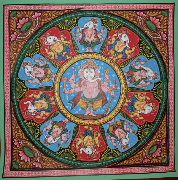 Sri Ganesh, Pattachitra Painting(24"x24")