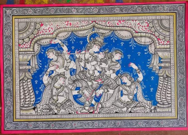 Krishna Rasa Lila-Pattachitra Painting (18"x12")