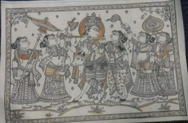 Krishna Rasa Lila #1, Pattachitra Painting (24"x36")