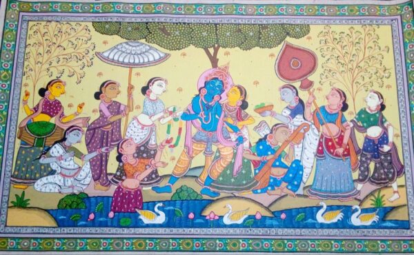 Krishna Rasa Lila - Pattachitra Painting (36"x24")