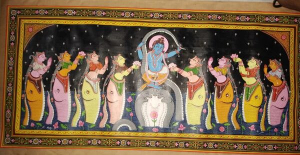 Krishna Kaliyadalan-Pattachitra Painting (42"x14")