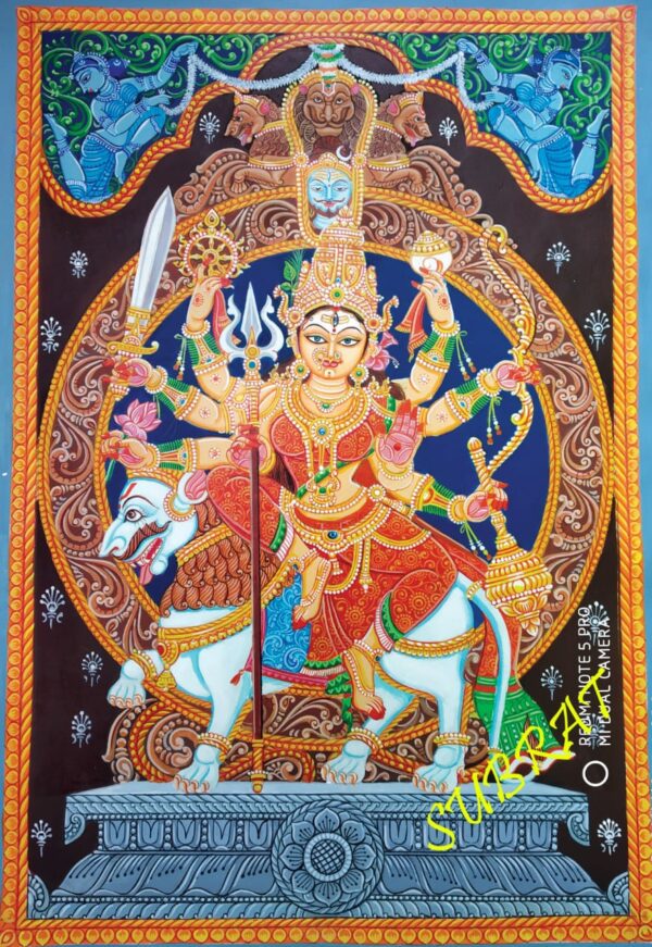 Jay Maa Durga #1, Pattachitra Painting (18" x 30")