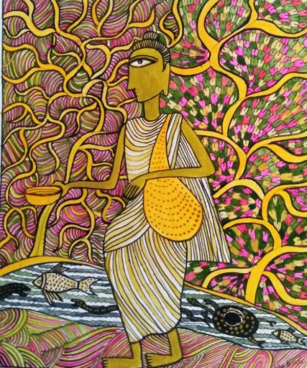 Lord Buddha #2 - Madhubani - (11" x 13")