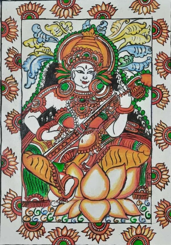 Saraswathi - Kerala Mural (12" x 16")