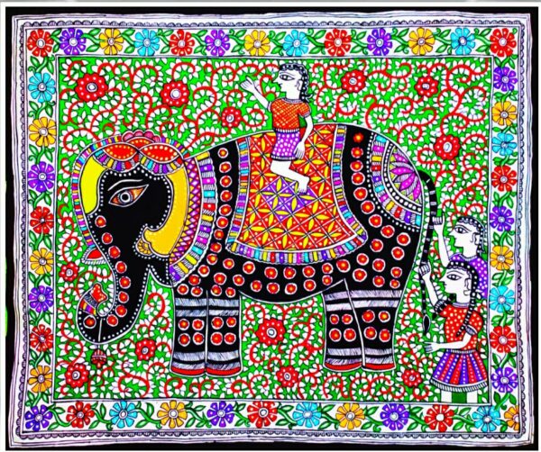 Elephant Art Madhubani painting Manoj Kumar 15