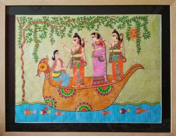 Ram - Kevat - Madhiubani painting (35" x 27.5" - with frame )