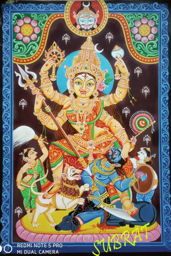 Jay Maa Durga #2, Pattachitra Painting (12"x18")