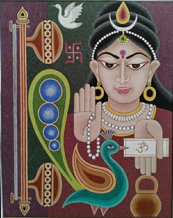 Jai Maa Saraswati - Sand painting (24" x 30")