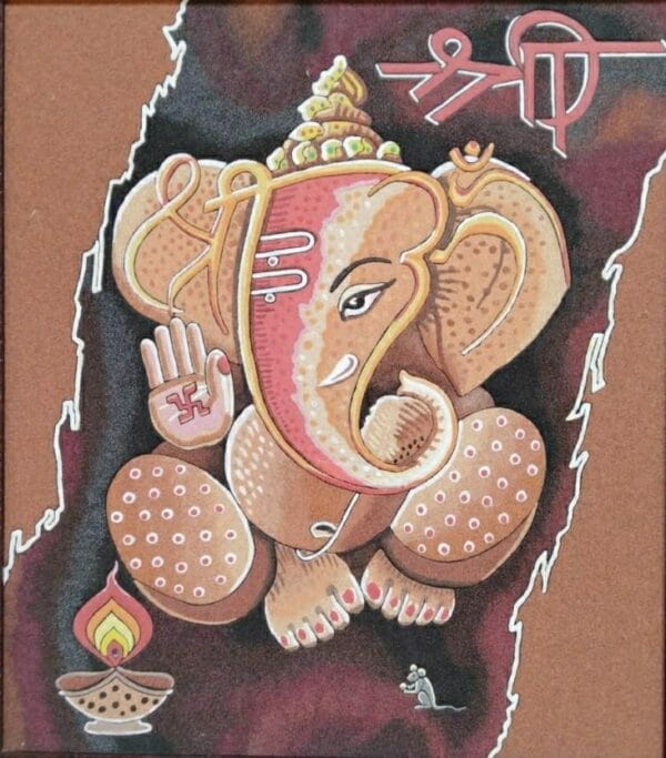 Shri Ganesh #1 - Sand painting (21" x 24")