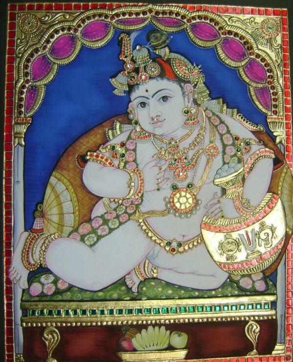 Butter Krishna - Tanjore painting (15" x 18")