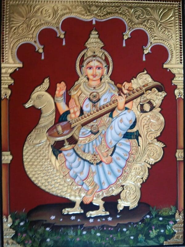 Saraswathi #2 - Tanjore painting (15" x 18')