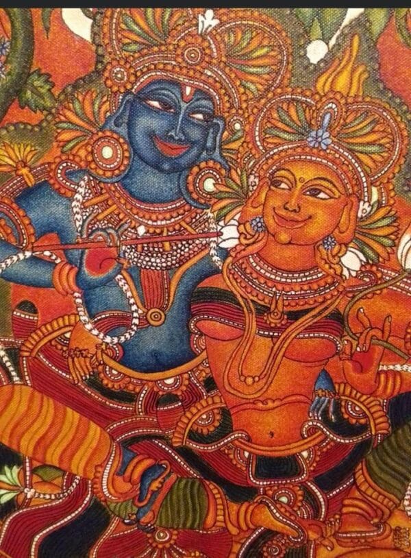 Radha Krishna #2 - Kerala Mural (46 x 64 cms)