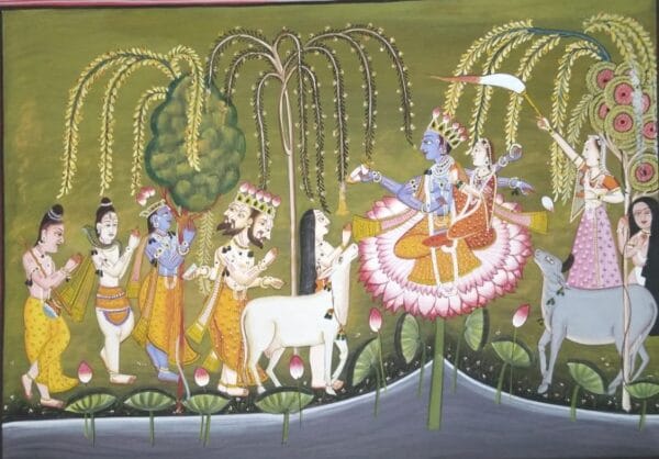 Krishna - Rajasthani painting (12" x 9")