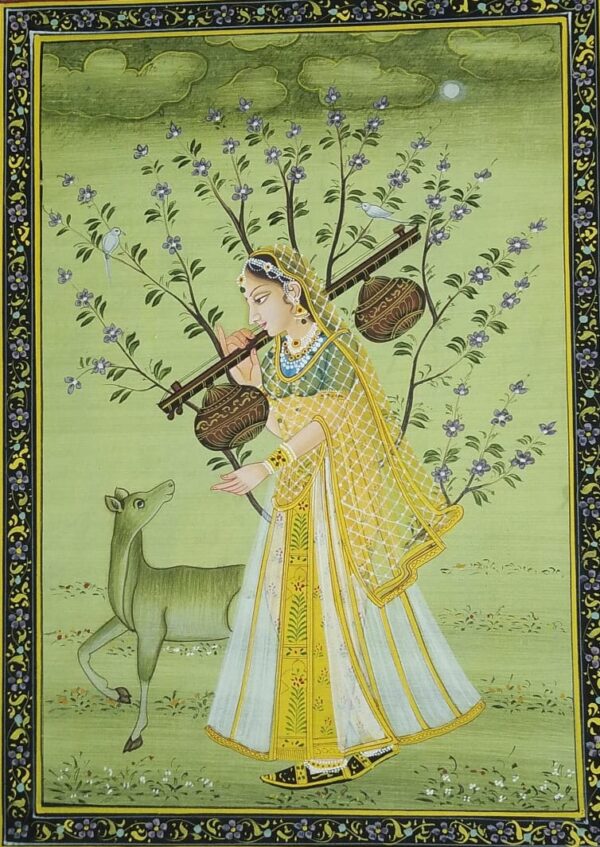 Ragni #2 - Rajasthan miniature painting (7" x 10")