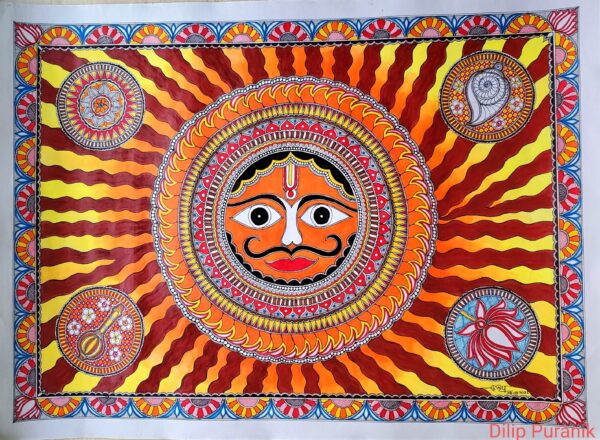 ENERGY - THE SUN -madhubani painting - 22"x30"