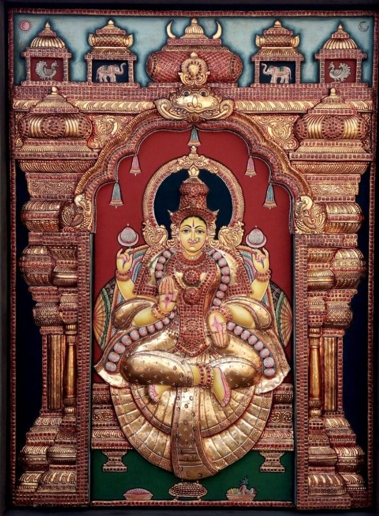 Lakshmi Tanjore Painting, Artist Chandrasekar K, Rajlakshmi Arts