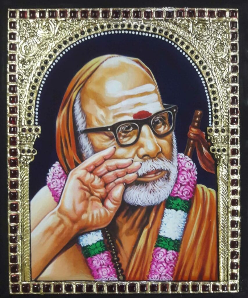 Periyava Tanjore Painting Muthu Palani, International Indian Folk Art Gallery