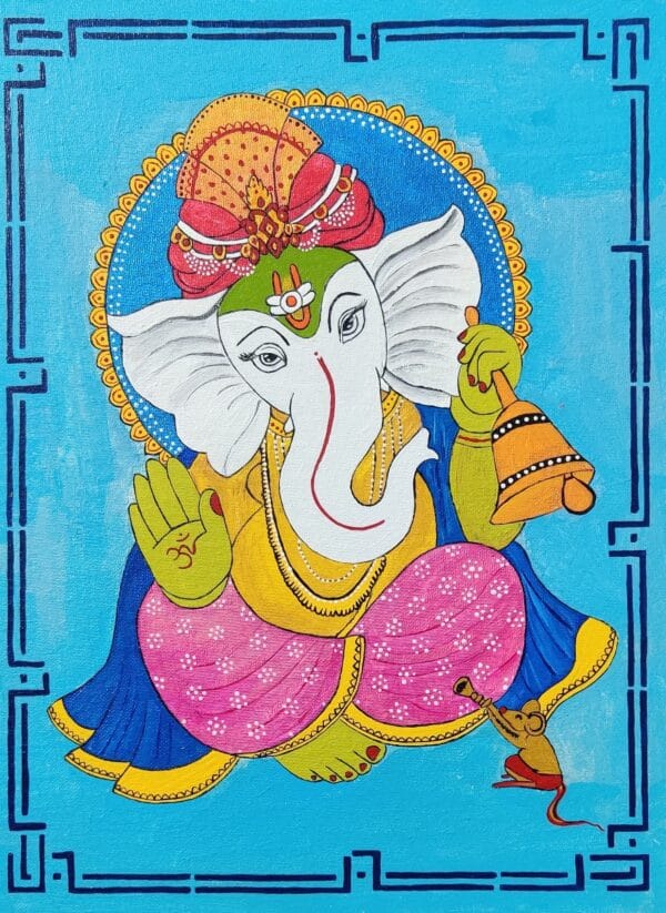 Lord Ganesha painting - Indian Art (12" x 16")