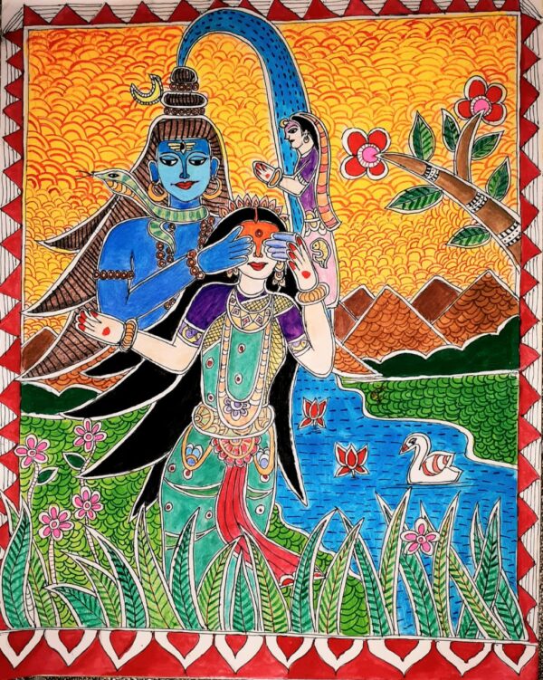 Shiva Gauri - Indian Art (12" x 12")